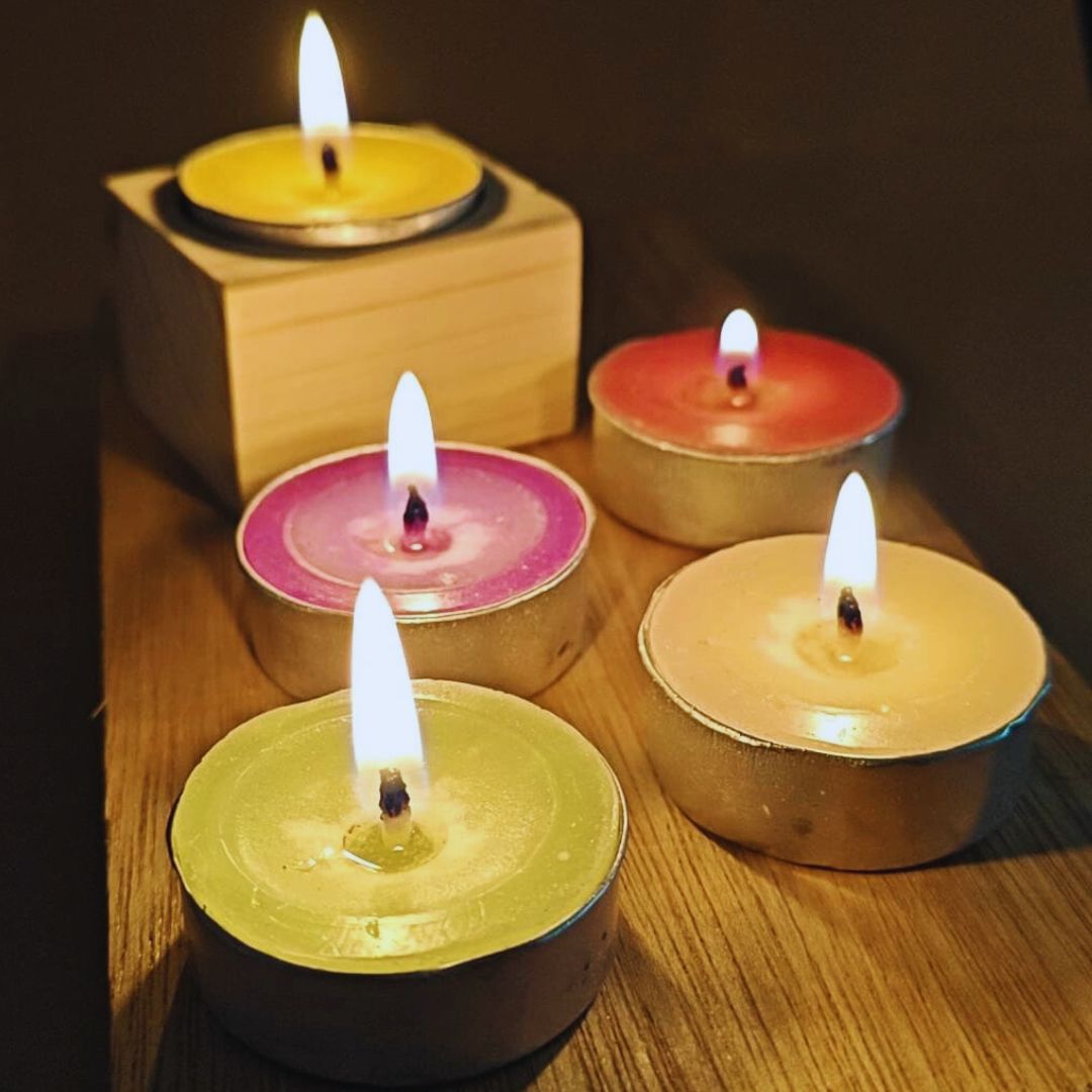 Elegant Single Stand Tealight Candle Holder | With Aromatic Candles for Home, Diwali & Wedding Décor
