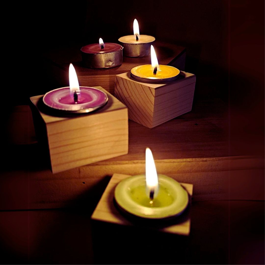 Elegant Single Stand Tealight Candle Holder | With Aromatic Candles for Home, Diwali & Wedding Décor