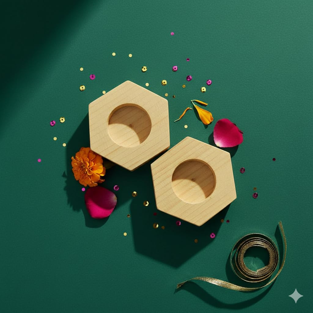 Eco-Friendly Tealight Candle Gift Set | 10 Scented Tealight Candles with 2 Free Hexagon Bamboo Candle Holders