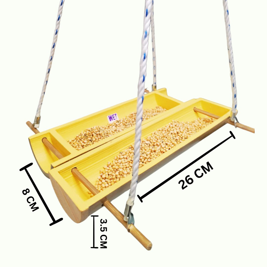 Eco-Friendly Bamboo Bird Feeder by Areva Farms | Hanging Feeder for Small Birds | Perfect for Balcony, Garden, or Outdoor Use