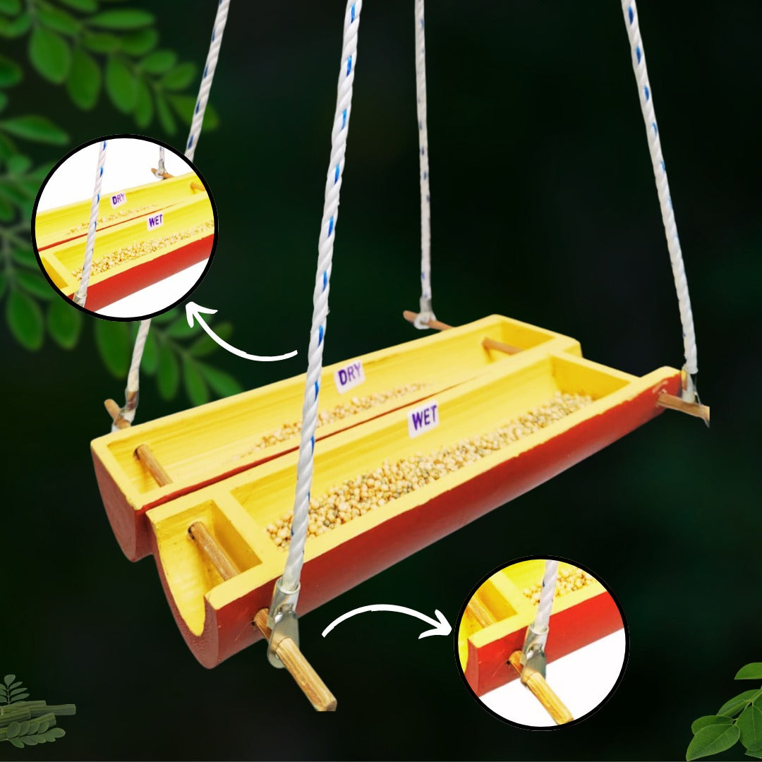 Eco-Friendly Bamboo Bird Feeder by Areva Farms | Hanging Feeder for Small Birds | Perfect for Balcony, Garden, or Outdoor Use
