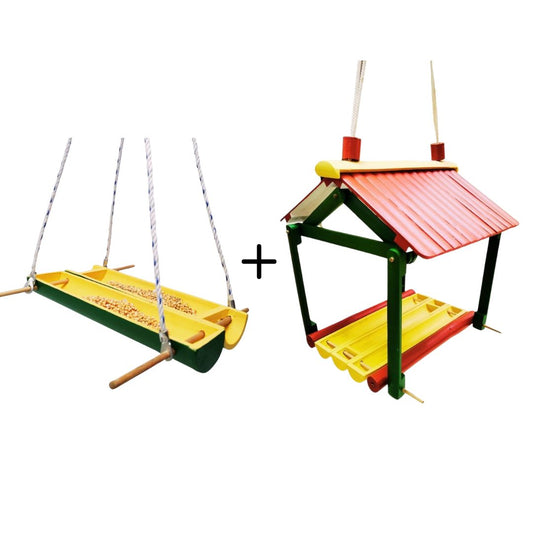 Bird Feeder | Bird Feeder Combo Pack | Bamboo Bird Feeder by Areva Farms | Bird feeder hanging house | Bird feeder hanging for balcony grill | (Combo Pack)