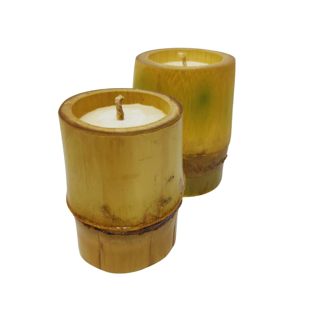 Premium Eco-Friendly Bamboo Candle | Handmade Natural Wax | Long-Lasting Aromatherapy Glow for Home Décor, Meditation & Gifting (Set of 2)