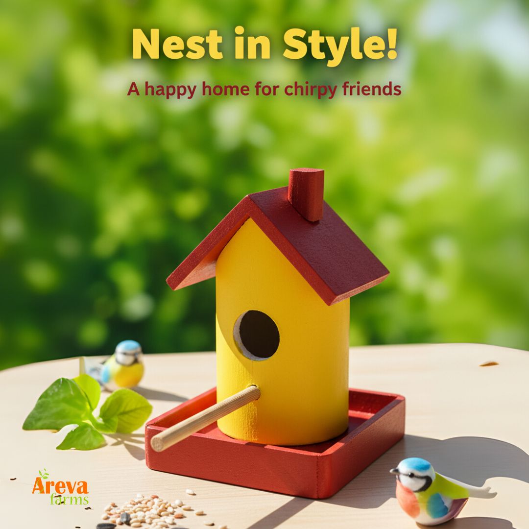 Set of 4 Wooden Bird House Feeders | Colorful Hanging Birdhouses for Balcony, Garden & Home Décor