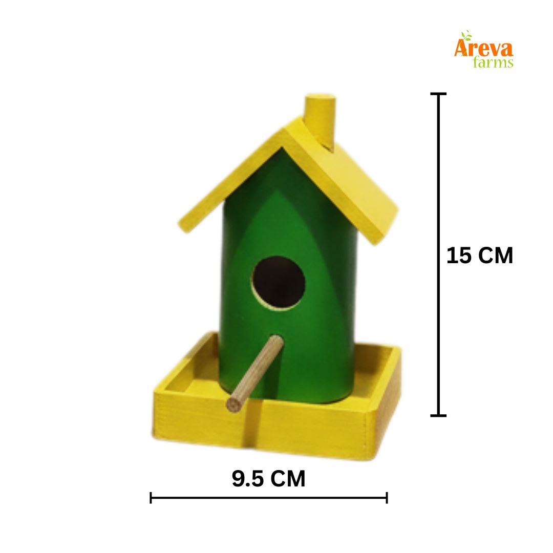 Set of 4 Wooden Bird House Feeders | Colorful Hanging Birdhouses for Balcony, Garden & Home Décor