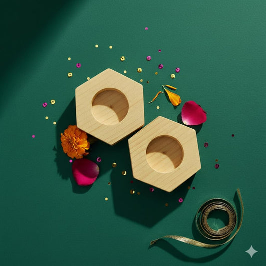 Eco-Friendly Tealight Candle Gift Set | 10 Scented Tealight Candles with 2 Free Hexagon Bamboo Candle Holders