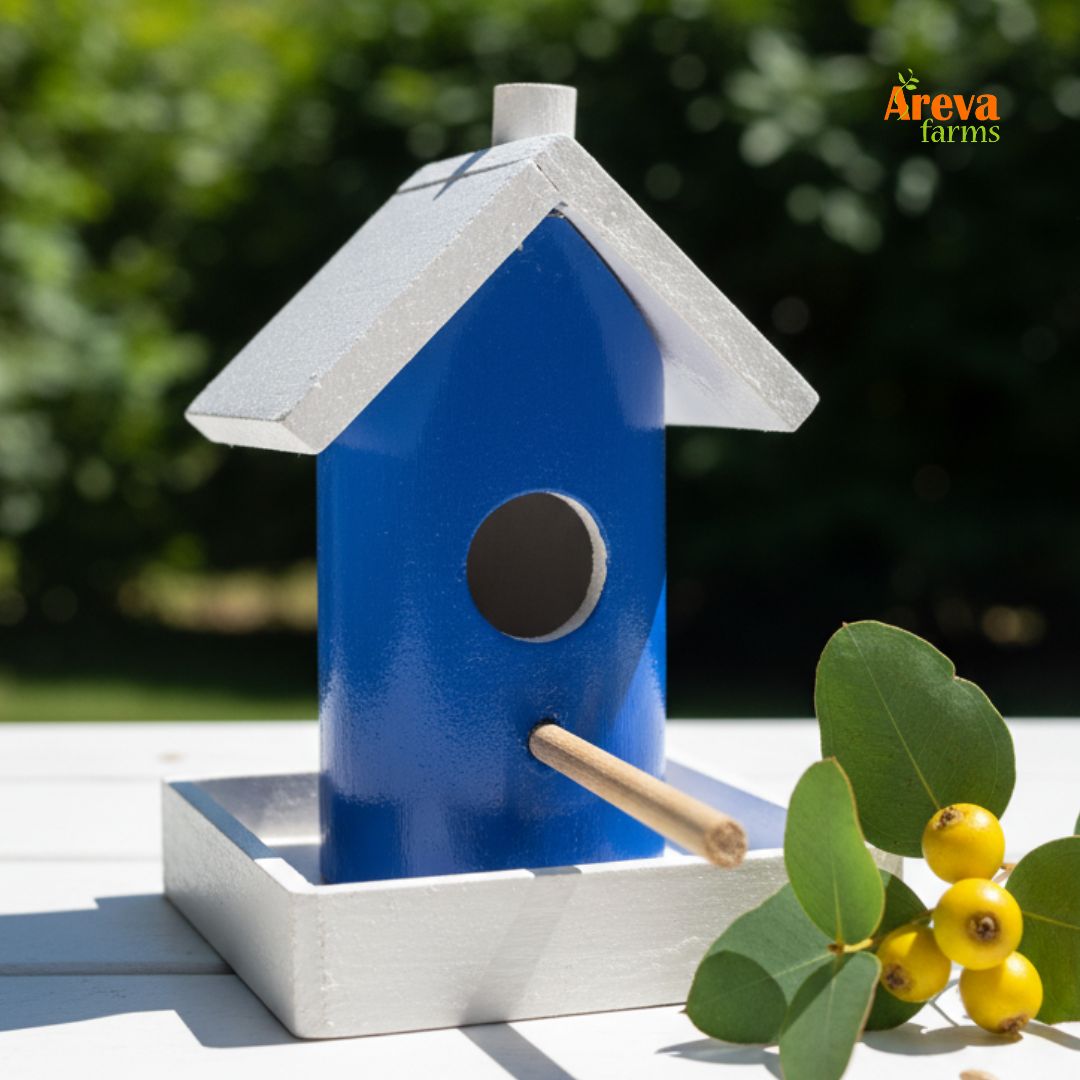 Set of 4 Wooden Bird House Feeders | Colorful Hanging Birdhouses for Balcony, Garden & Home Décor