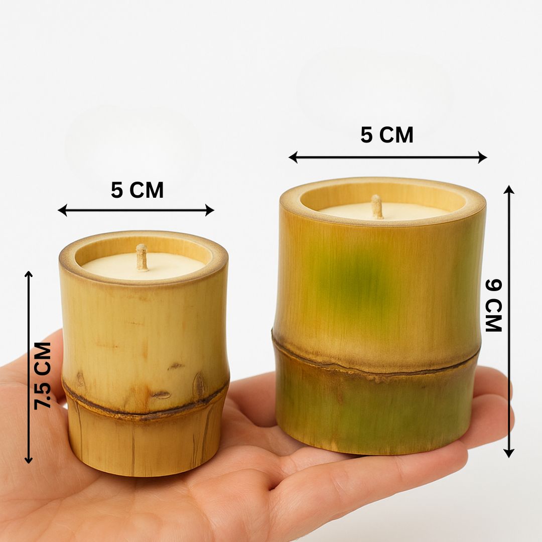 Premium Eco-Friendly Bamboo Candle | Handmade Natural Wax | Long-Lasting Aromatherapy Glow for Home Décor, Meditation & Gifting (Set of 2)