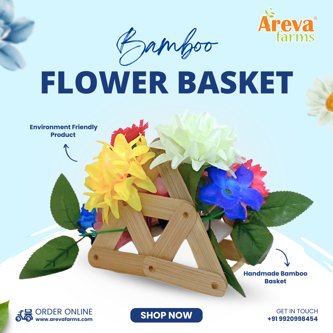 Biodegradable Bamboo Flower Basket | Set of 2 Baskets