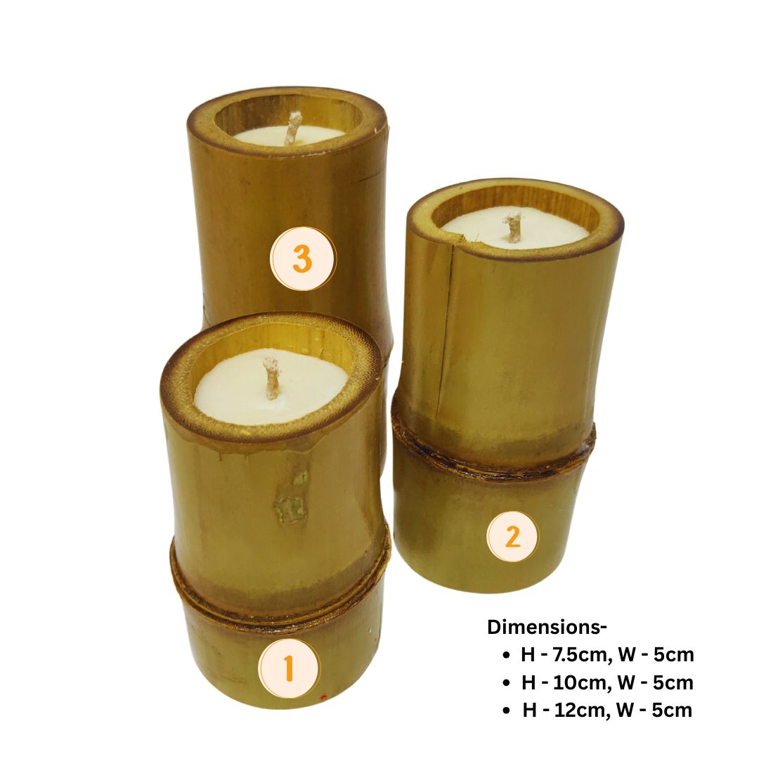 Premium Eco-Friendly Bamboo Candle | Handmade Natural Wax | Long-Lasting Aromatherapy Glow for Home Décor, Meditation & Gifting (Set of 2)