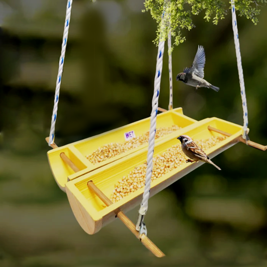 Eco-Friendly Bamboo Bird Feeder by Areva Farms | Hanging Feeder for Small Birds | Perfect for Balcony, Garden, or Outdoor Use