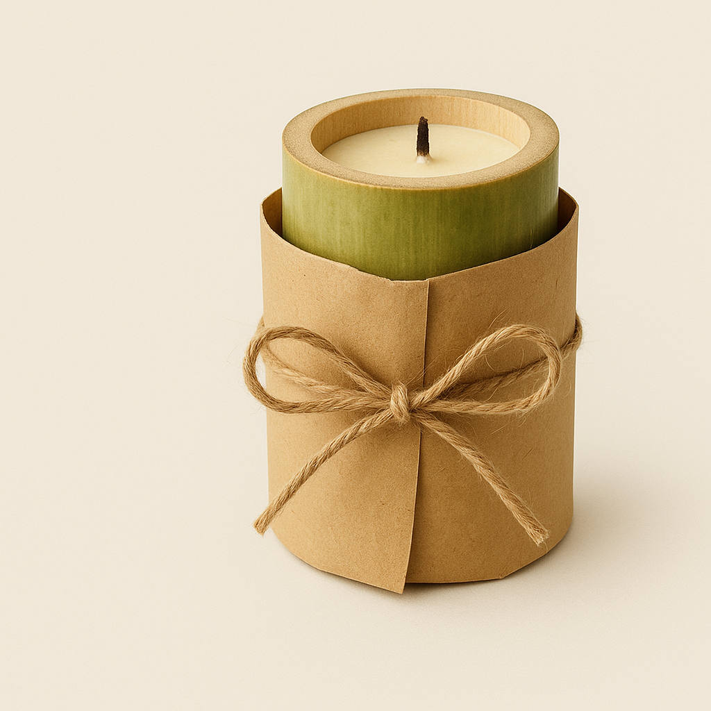 Premium Eco-Friendly Bamboo Candle | Handmade Natural Wax | Long-Lasting Aromatherapy Glow for Home Décor, Meditation & Gifting (Set of 2)