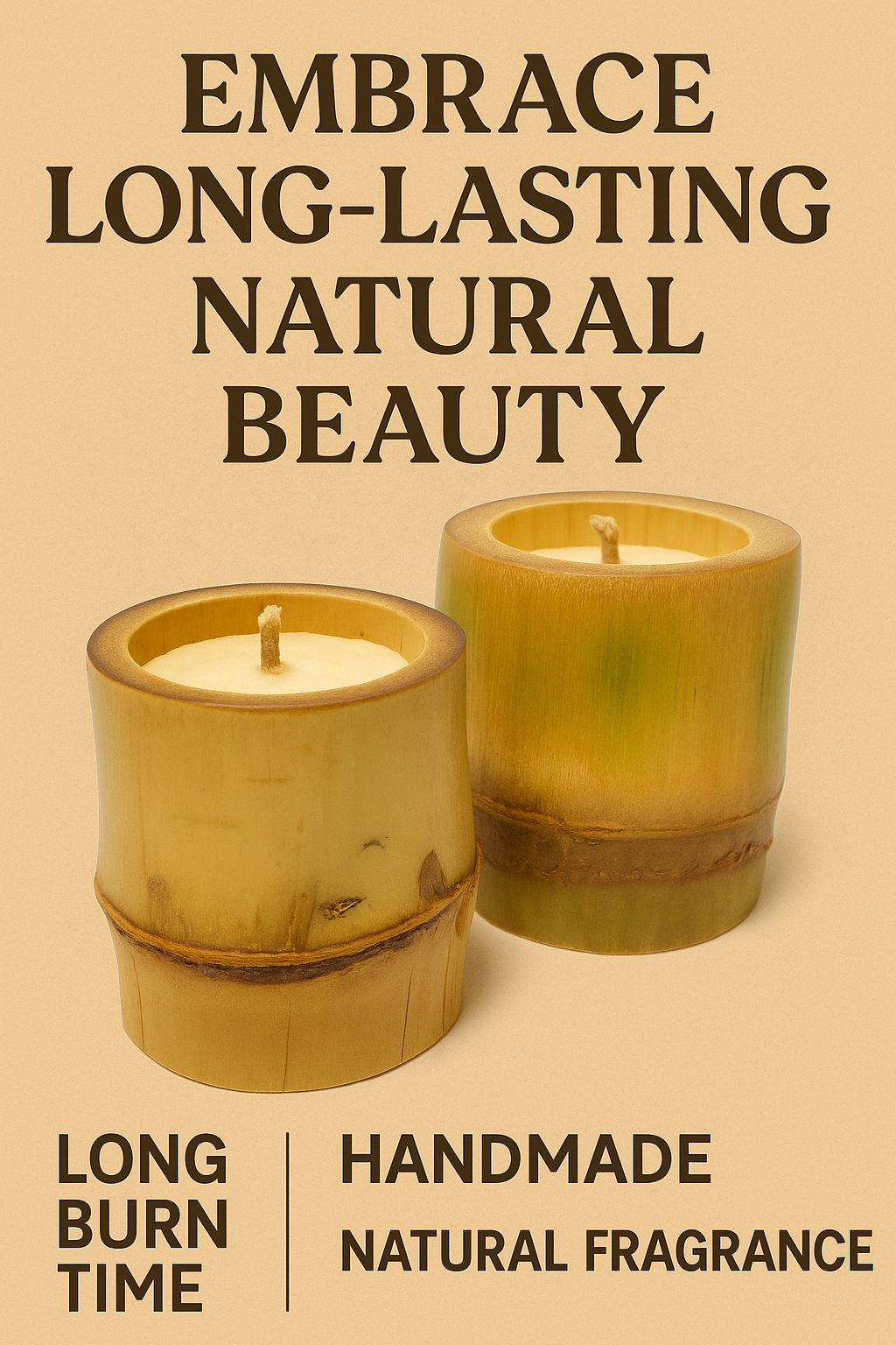 Premium Eco-Friendly Bamboo Candle | Handmade Natural Wax | Long-Lasting Aromatherapy Glow for Home Décor, Meditation & Gifting (Set of 2)