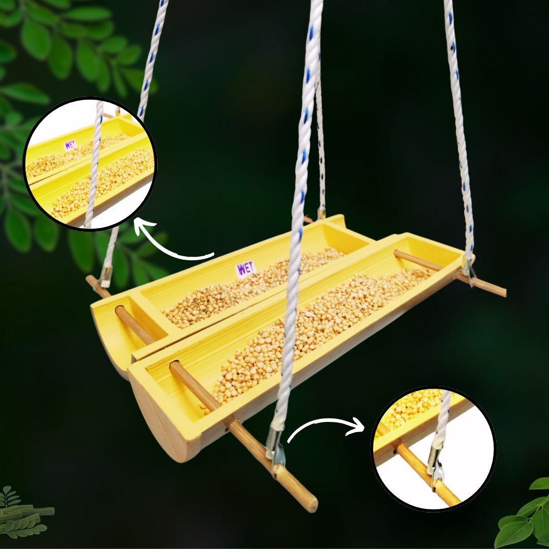 Eco-Friendly Bamboo Bird Feeder by Areva Farms | Large Hanging Feeder for Small Birds | Perfect for Balcony, Garden, or Outdoor Use