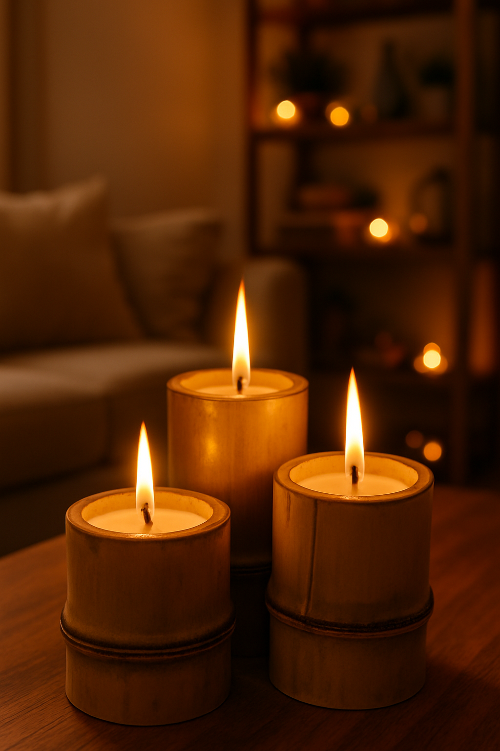 Premium Eco-Friendly Bamboo Candle | Handmade Natural Wax | Long-Lasting Aromatherapy Glow for Home Décor, Meditation & Gifting (Set of 2)